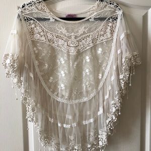 Vintage Ivory Lace Shawl